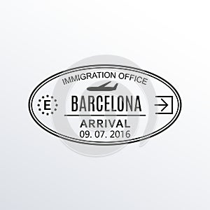 Barcelona passport stamp. Spain airport visa stamp or immigration sign. Custom control cachet. Vector illustration. photo